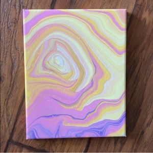 Handmade art painting NEW pink yellow abstract made by me